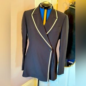 Vintage Les Copains navy skirt suit with white piping detail. Stunning quality.